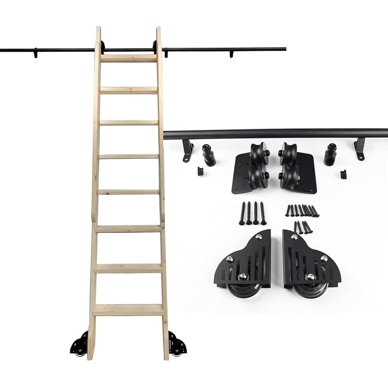 Kit de rails pour échelle de bibliothèque mobile en acier robuste pour mezzanine