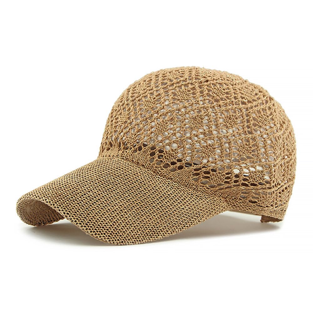 Gorra de Béisbol Mujer Verano Ajustable Baseball Cap Malla Transpirable Gorro Sombrero para el Sol Casuales Gorra de Playa Paja