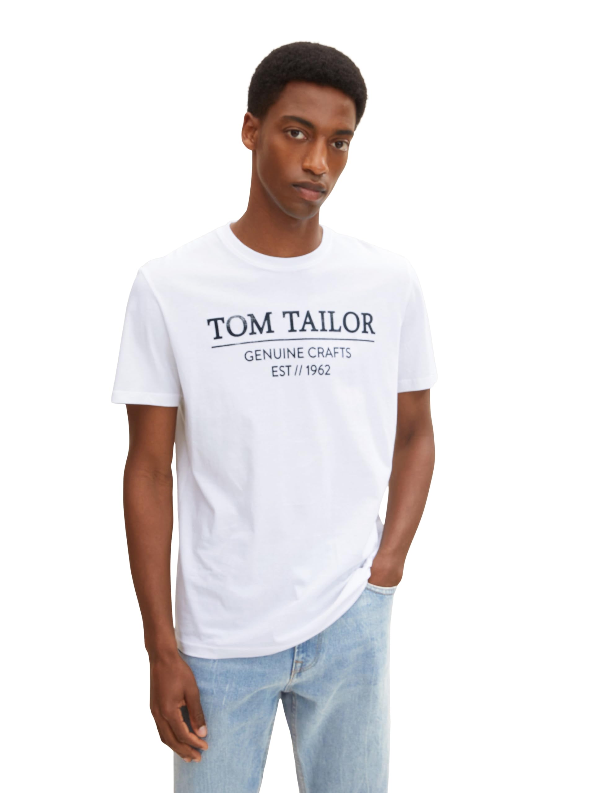 TOM TAILOR Herren Plussize T-Shirt mit Logo-Print