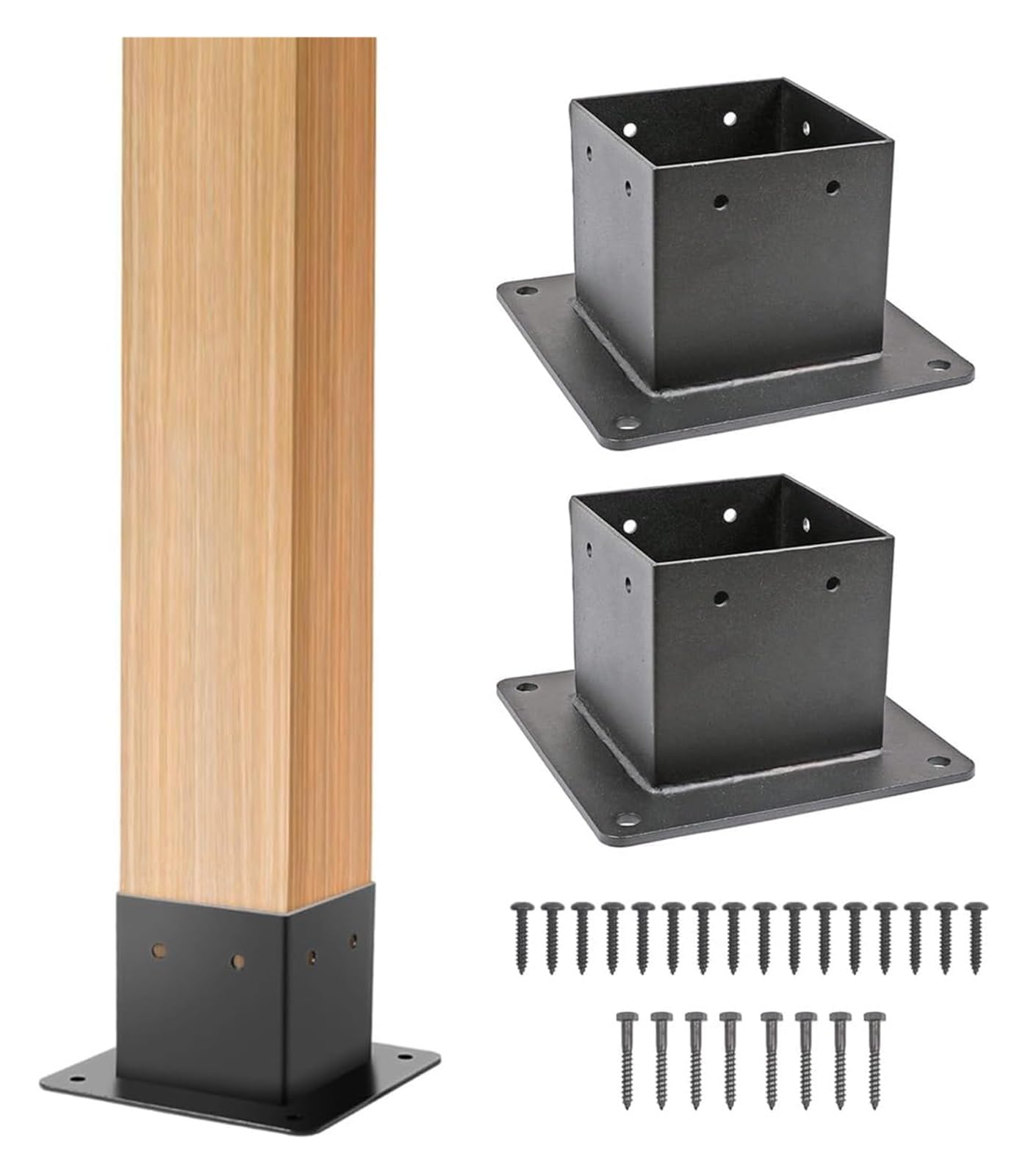 CXGfdghD fence posts， 4x4 Wood Fence Post Base Kit Heavy Duty Thick Steel Brackets with Screws(2pcs)
