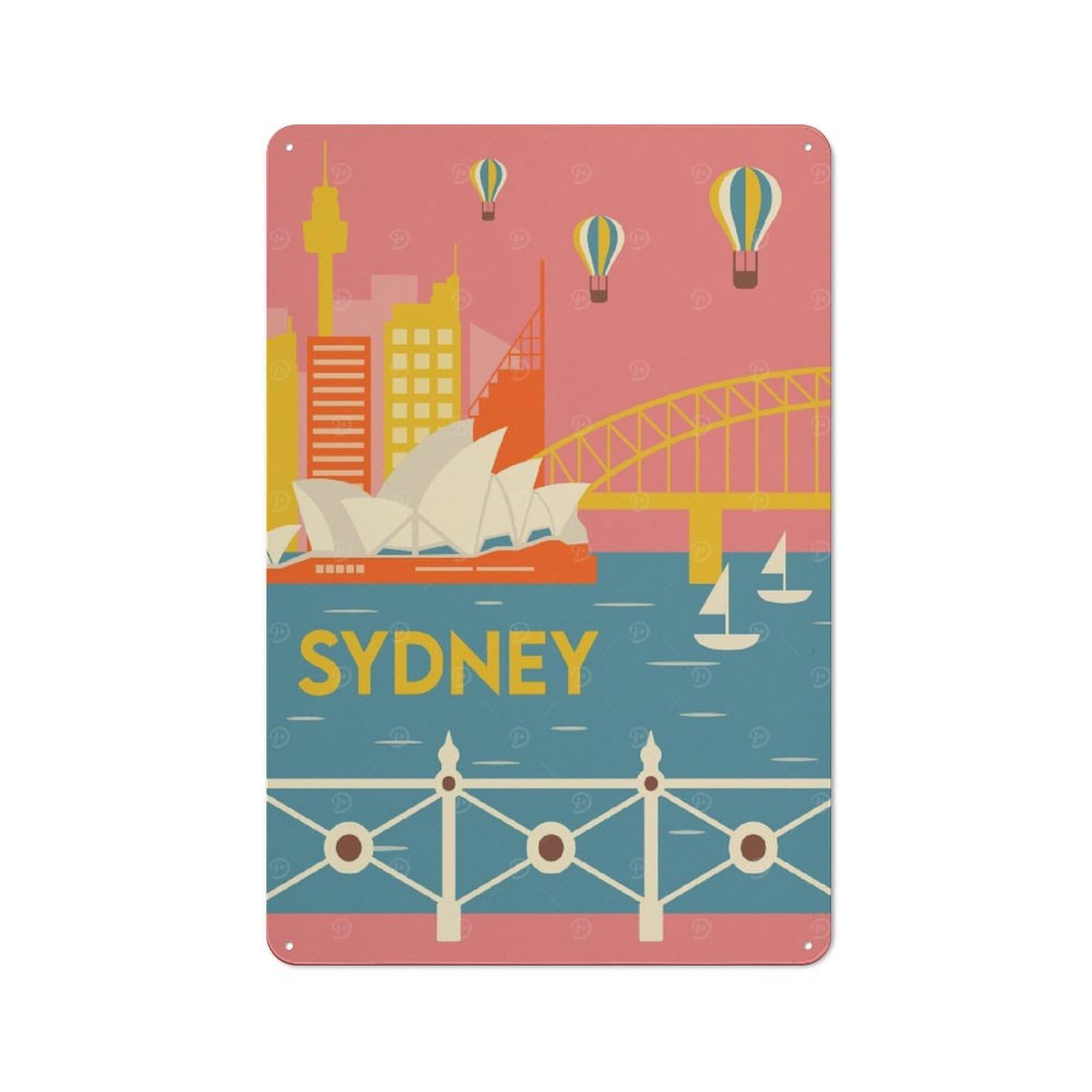 Sydney City Rustic Metal Wall Decor 30x20cm, Rustic Metal Sign for Farmhouse Kitchen, Pantry Or Dining Area