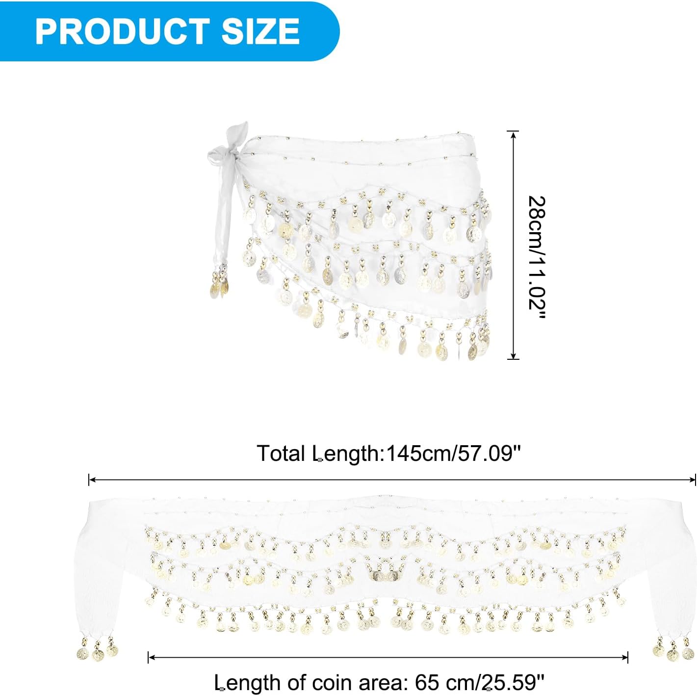 MECCANIXITY Belly Dance Hip Scarf Sequin Wrap Skirt - Image 3