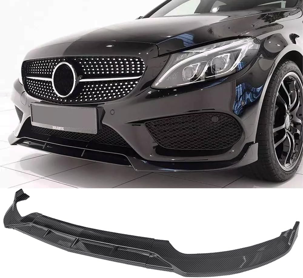 3 Pcs Front Lip Chin Bumper Body Kits,for Benz C-Class W205 C250 C300 C350 2015-2018 Front Bumper Lip Body Kit Spoiler,Carbon