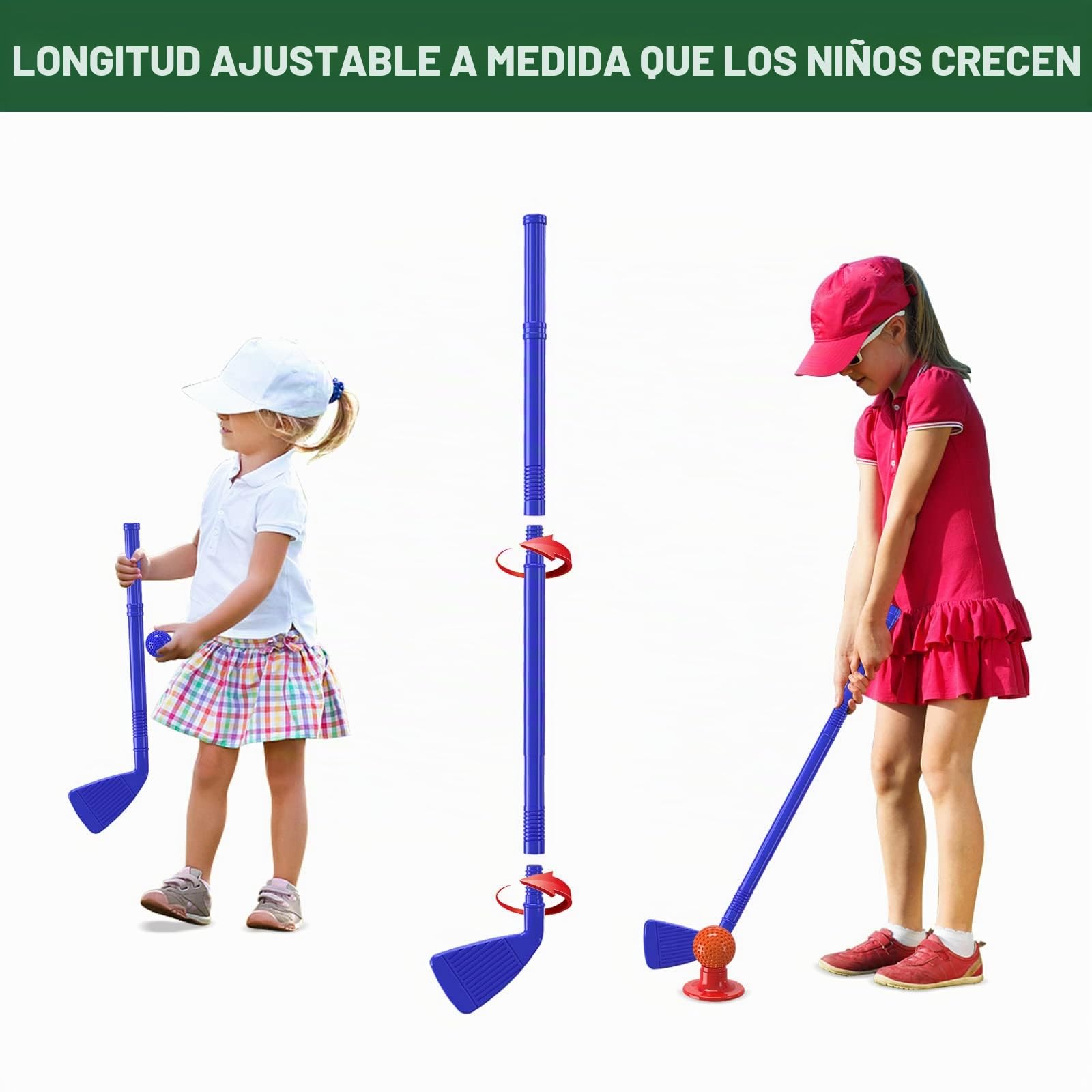 QDRAGON Juego de Golf para Niños, Mini Golf con 4 Palos de Golf, 8 Pelota de Golf, Carro de Golf, Juguetes de Golf Regalo para Infantil Niños, Niñas 3, 4, 5 6 Años