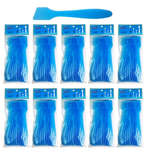 Pana Brand (100 Pieces) 7.35″ BLUE LARGE Flexible Mixing Spatula Reusable Cosmetic Skin Care Facial Cream Mask Spatula for Mixing and Sampling