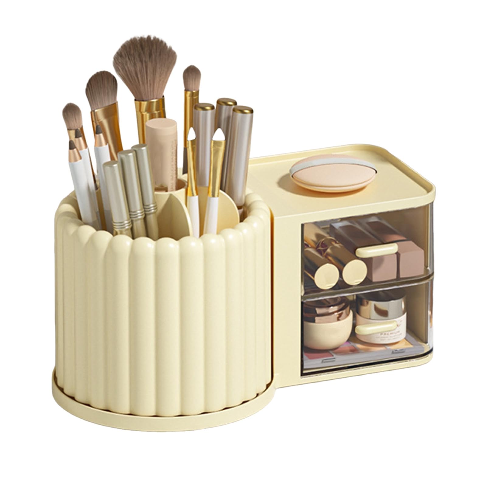 Glifora Rotating Pen Holder - 360 Degree Spinning Desk Organiser with Drawer, School Supplies Organiser for Stationery and Makeup