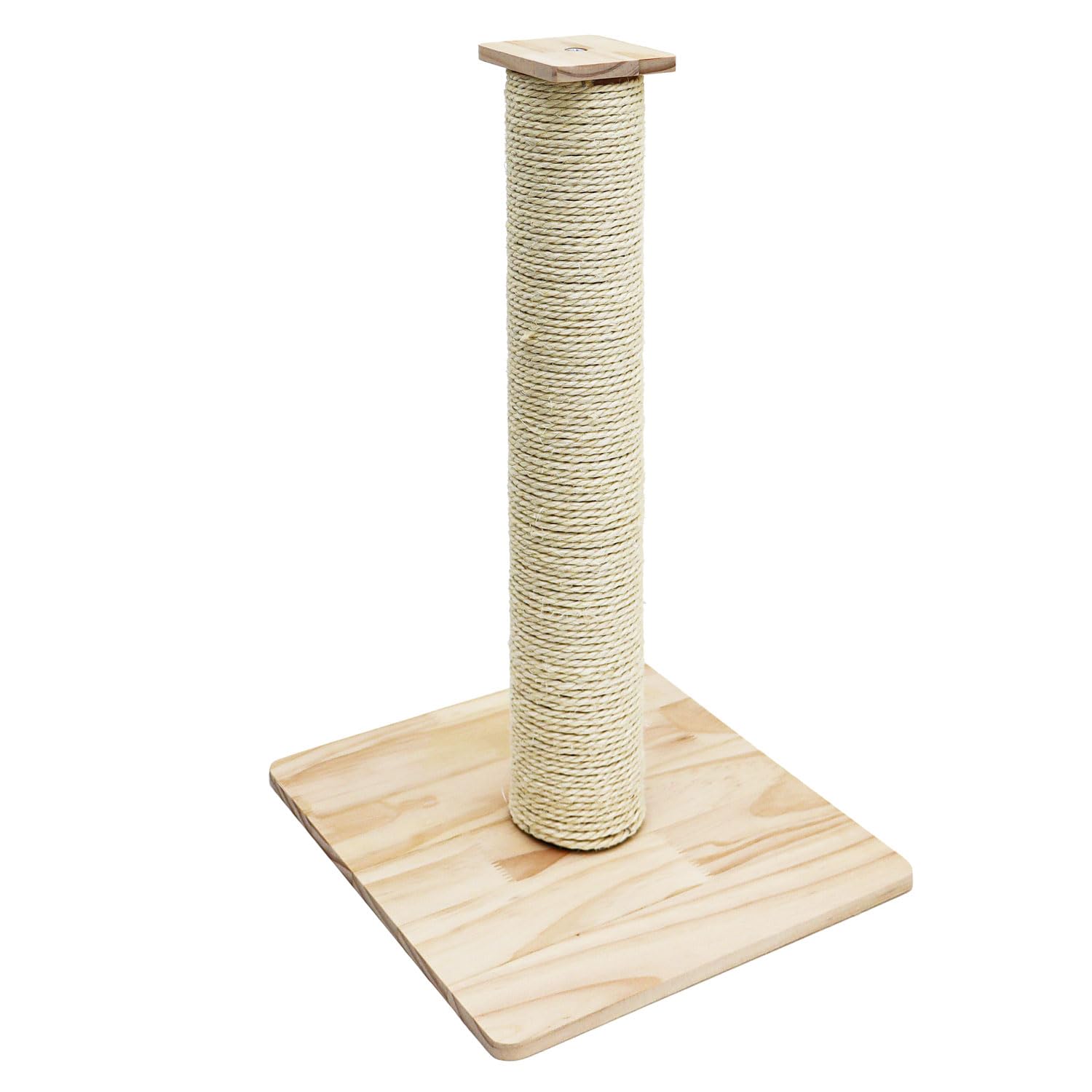 eyepower 62 cm Kratzbaum Luca - 9,2 cm Kratzsäule für Katzen mit Bambus Holzplatte - Katzenkratzbaum Klein mit M10 Sisalstamm Beige - Kratzstamm Katze Stabil Sisal Katzenbaum mit Massivholz Fußplatte