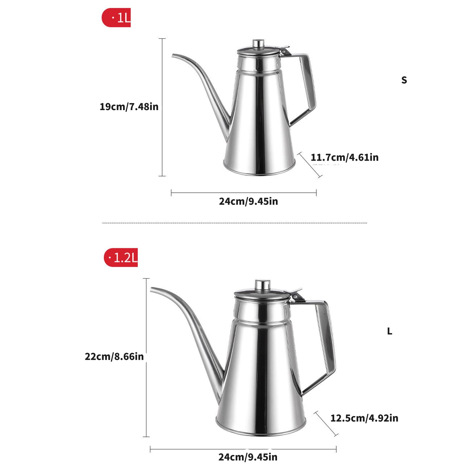 Dispensador de aceite de acero inoxidable de alta calidad con control preciso de vertido para encimeras de cocina y almacenamiento de condimentos ácidos