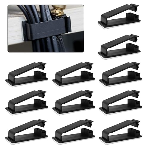 ケーブルクリップ、MAVEEK 新型 ケーブルホルダー コードクリップ ケーブル収納 ケーブル固定具 コードフック 接着ワイヤーコード 粘着テープ付 結束固定ベース ブラック 30個入り