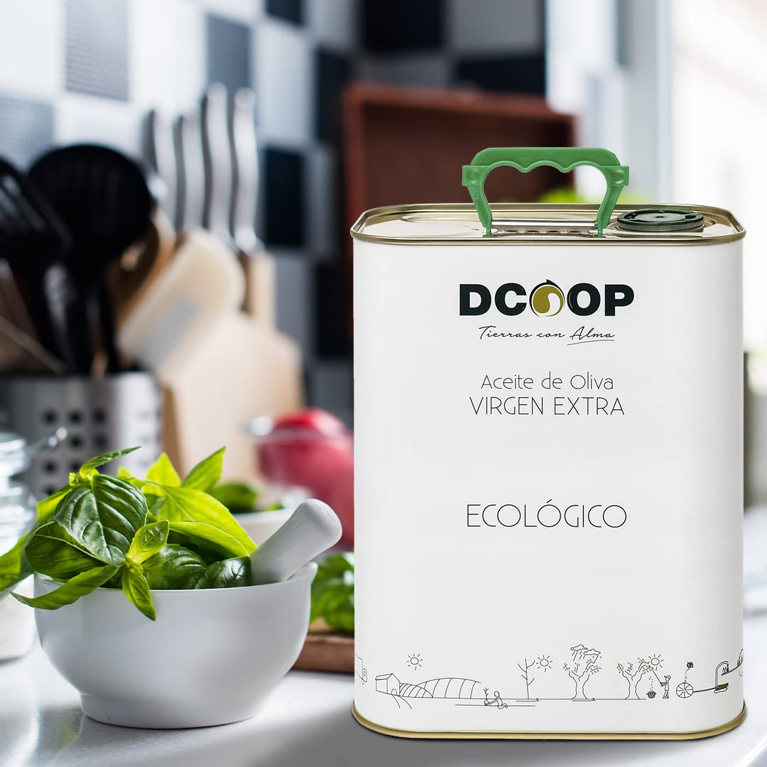 DCOOP Huile d'olive extra vierge écologique - Coupage, Premium, Bio, saveur fruitée avec un léger toucher épicé, idéal pour la consommation brute, 3L