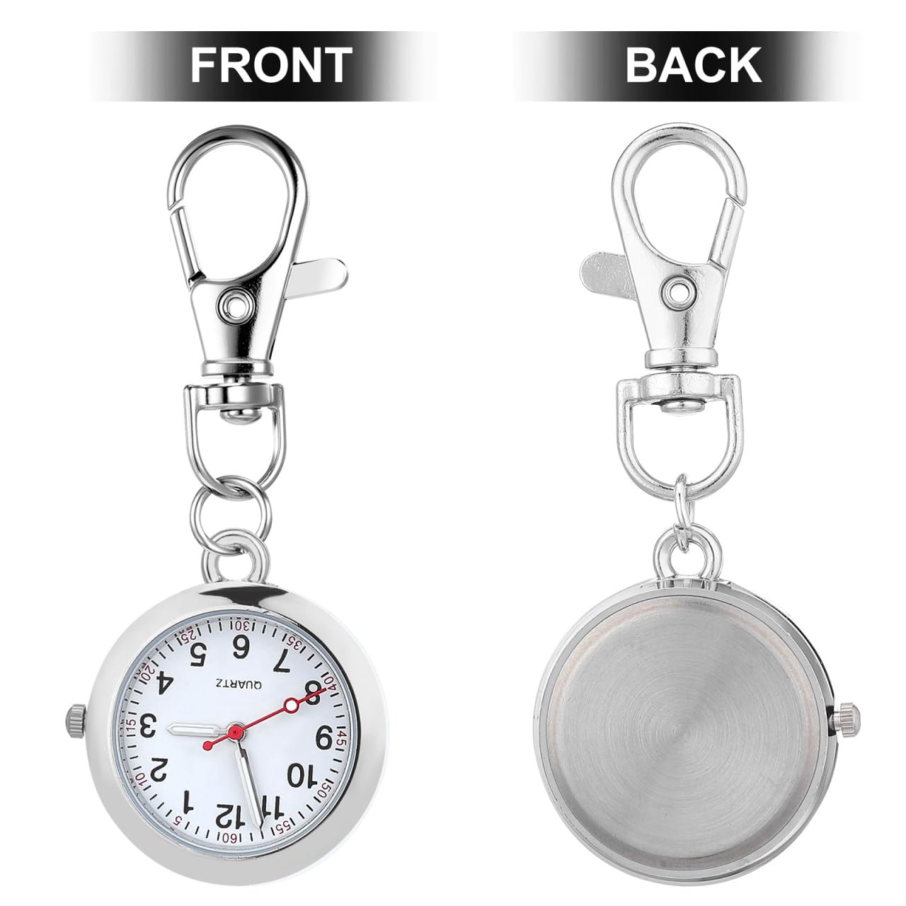 ULTECHNOVO Reloj De Enfermera De Bolsillo con Clip Reloj Colgante De Metal con Segundero para Enfermería Diseño Simple Y Elegante Tamaño Compacto 2.83X1.18X0.31In Accesorio Médico Práctico