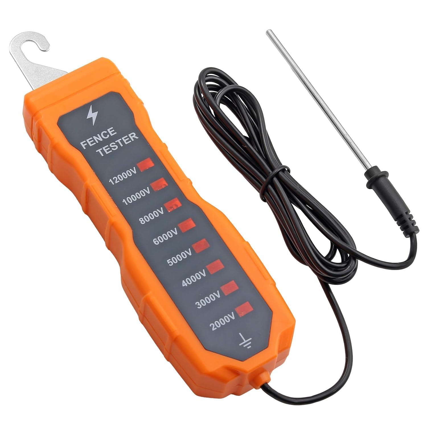 Neoteck Probador de Voltaje de Cerca Eléctrica 12KV 2000-12000V Medidor de Voltaje de Cerca de Neón con 8 Luces Indicadoras para Diagnosticar Fallos en Cercas de Ranchos y Granjas