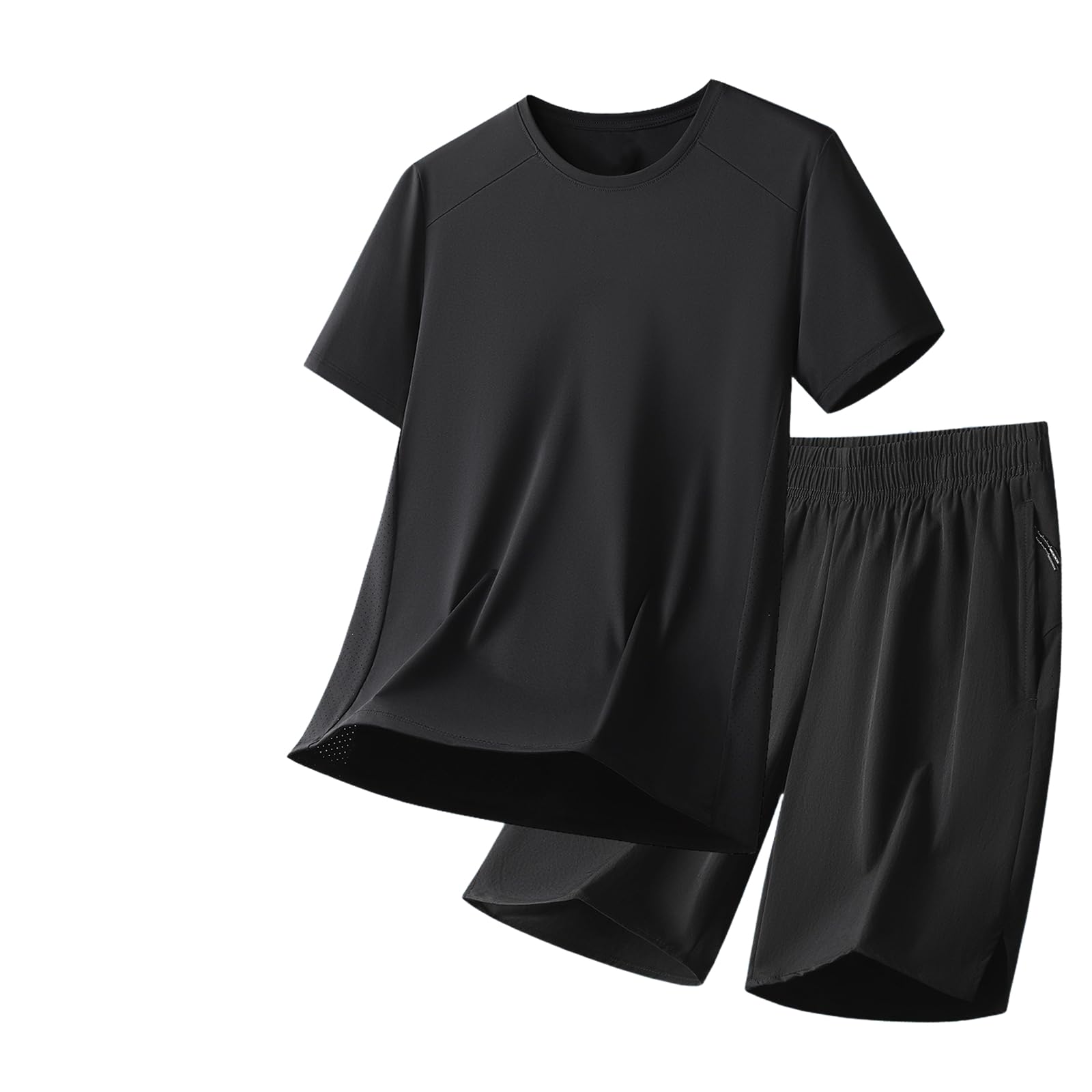 Męskie letnie spodenki z lodowego jedwabiu szybkoschnące plus size zestaw do biegania na co dzień