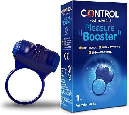 Control Anillo Vibrador Pleasure Booter - Anillo Vibrador con Cabezal Estimulante y Puntos en Relieve - Uso con y sin preservativo - Forma Ergonómica - Silicona médica suave al tacto - Uso 20 min