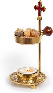 Christian Incense Burner, Cross Incense Holder - Tea Light Candle or Charcoal Resin Heated for Home Decor, Beautiful Adjustable Design for Worship and Spiritual Gifts, Offering a Calming Atmosphere.