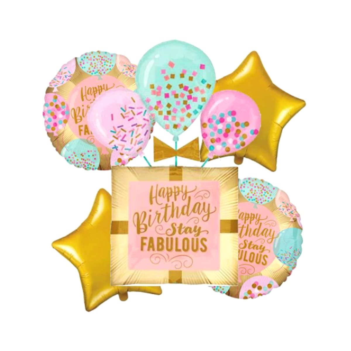 Rozi Decoration Happy Birthday Foil Balloons Decoration With Cake Foil Balloons Set Of 5 Pcs Fabulous Theme Birthday Items | Adults Birthday Decoration | 40Th Birthday Decorations For Men, Multi