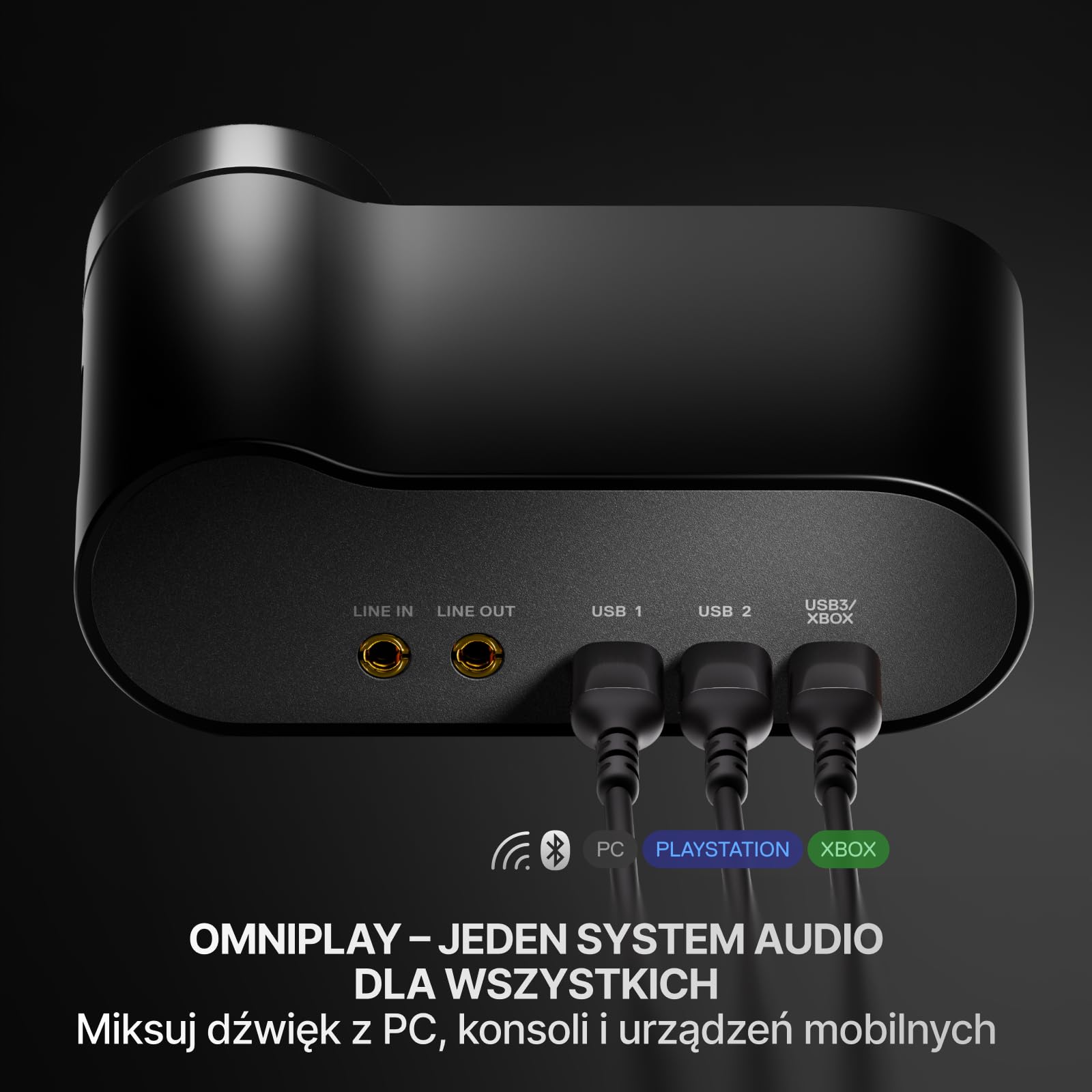 SteelSeries Arctis Nova Elite – Bezp. zestaw słuch. Hi-Res - 96 kHz/24 bitów - Głośniki z wł. węgl. - ANC - Red. szumów SI - Aplik. - 2,4 GHz + BT - Miks wielu źródeł - OmniPlay PC+PlayStation+Xbox