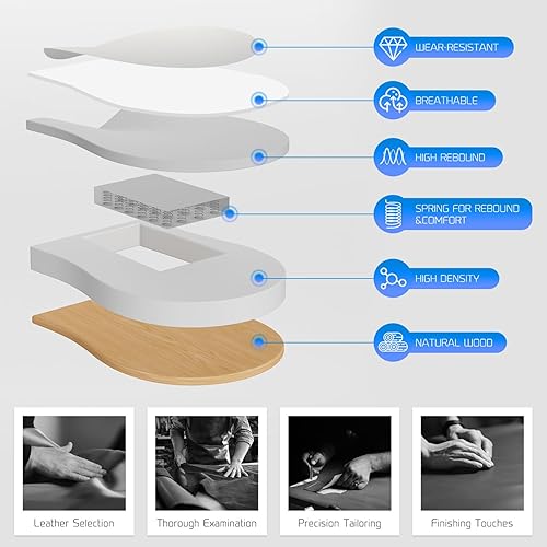 Miniatura 9 de GYI Silla de oficina grande y alta, asiento ancho de 400 libras, silla ergonómica de cuero con respaldo alto y brazos abatibles, color blanco