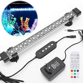 Aquarium LED Beleuchtung, Aquarienbeleuchtung, 24/7 Vollspektrum Aquarium Licht mit Timer, 10 Helligkeitsstufen Dimmbar, Einstellbare Zeitschaltung 6/10/12 STD, Aquarium Beleuchtung, für Aquarien
