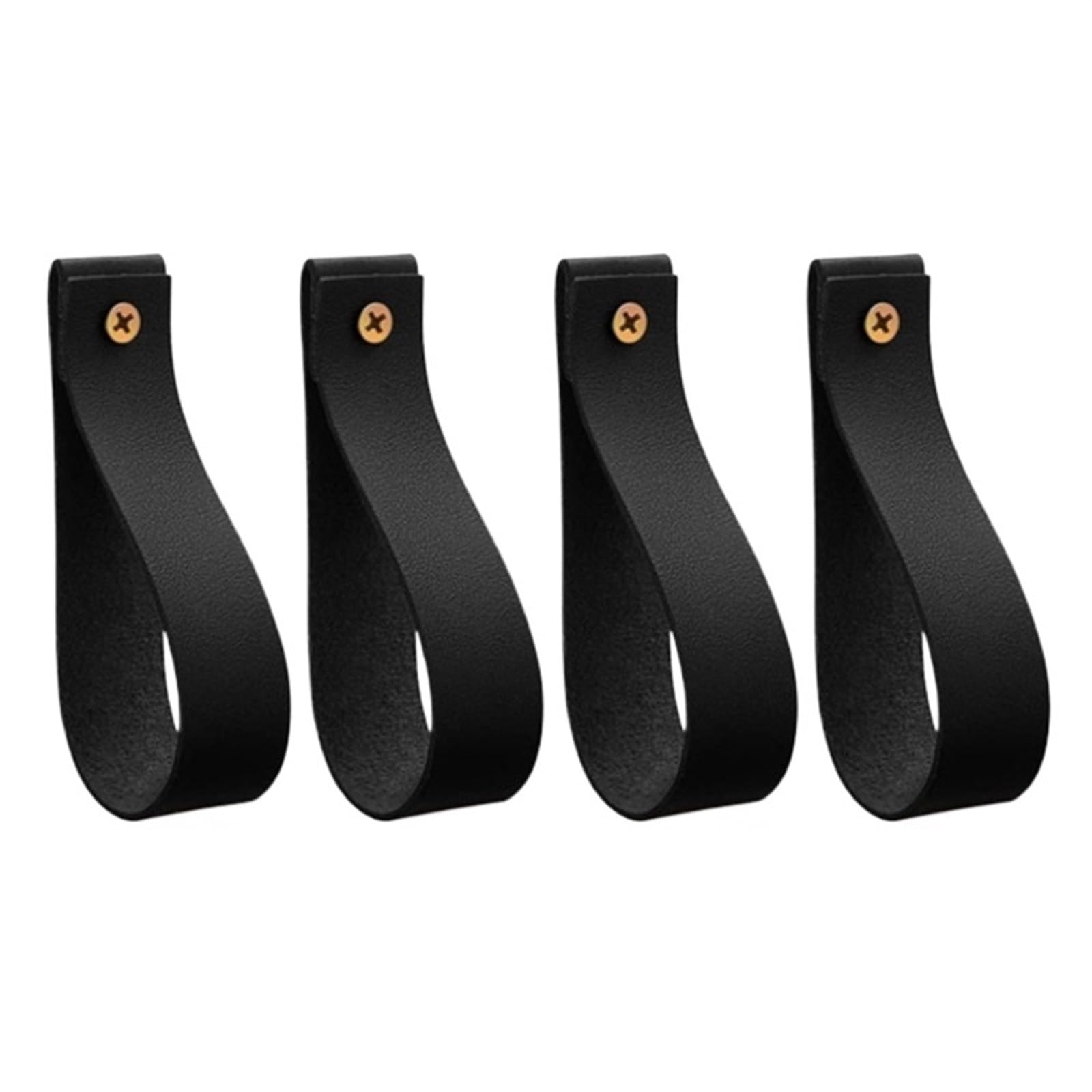 Cqahdsevf Black Leather Drawer Pulls, Leather Drawer Knobs Cabinet Dresser Wardrobe Handle 4 Pcs Multicolor(Black)