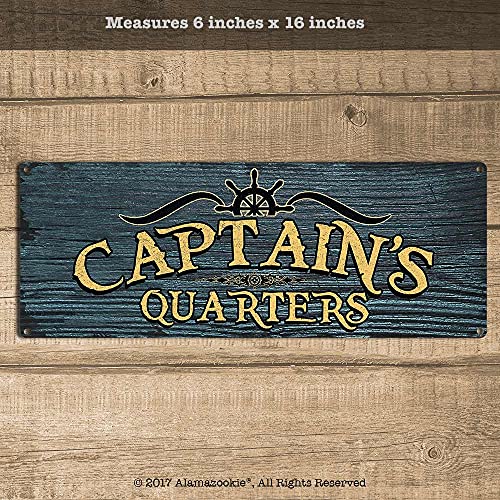 Captain’s Quarters, 5.75 x 15.5 Inch Aluminum Sign, Boat, Ocean, Sea and Pirate Themed Decor, Gifts for Boaters, Sailors, Skipper, Deckhand, First Mate, Crew, Fishermen AL-0616-RK1046ST - Image 2