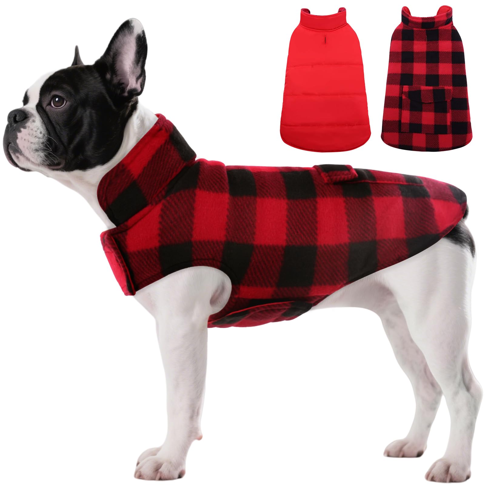 ASENKU Cappotto Cane Impermeabili Invernale, Cappottino Cane Reversibile Antivento Freddo, Calda Giacca per Cani Taglia Piccola S, Gilet per Cani con Fodera in Lana Protegge Dal Freddo