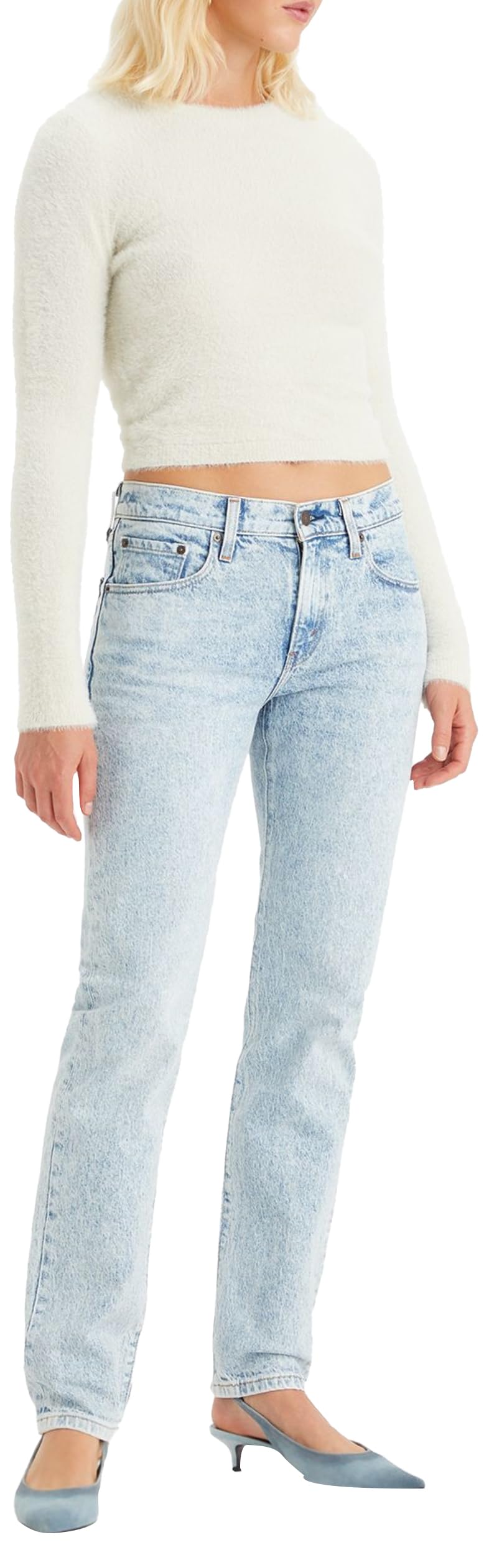 Levis Women's Blue Straight Leg Jeans in Size 25 L31, Sports Direct