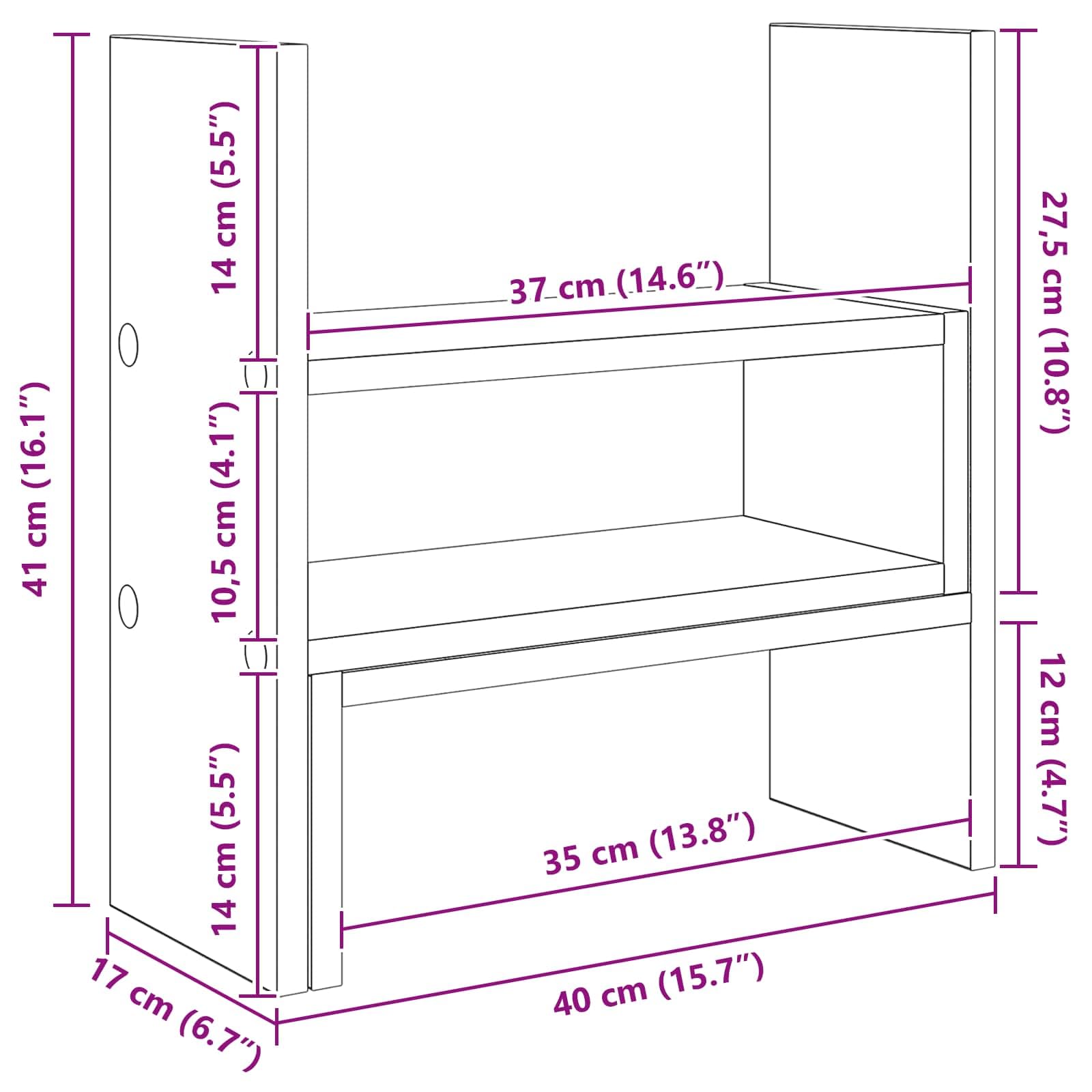 Soporte de escritorio para monitor de madera, aspecto de roble negro, 40 x 17 x 41 cm, con estante y soporte para PC y portátil, ergonómico, ahorra espacio, para oficina en casa, juegos
