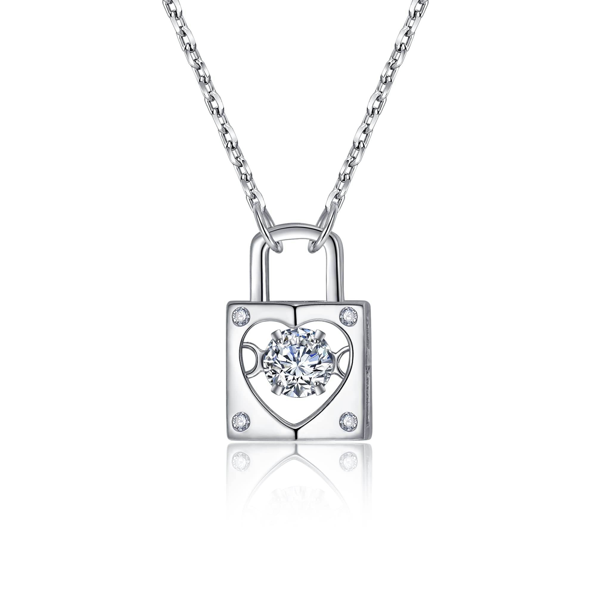 FANZEFANZE 925 Sterling Sliver Cubic Zircon Hand Lock Pendant Necklace for Women Faith Love Trendy Jewelry Gift for Mother Wife Valentine Chrismas Thanksgiving