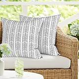 DYTXIII Paquete de 2 fundas de almohada impermeables para exteriores, espiga negro y