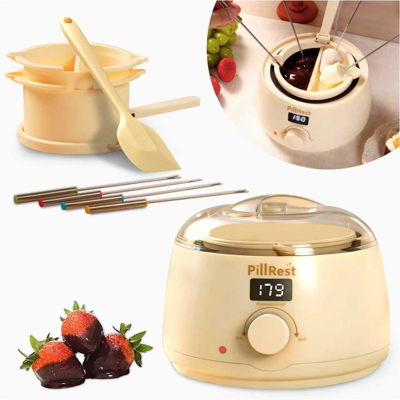 Chocolate Melting Pot, Electric Fondue Pot Set for Candy Melts &amp; Cake Pops