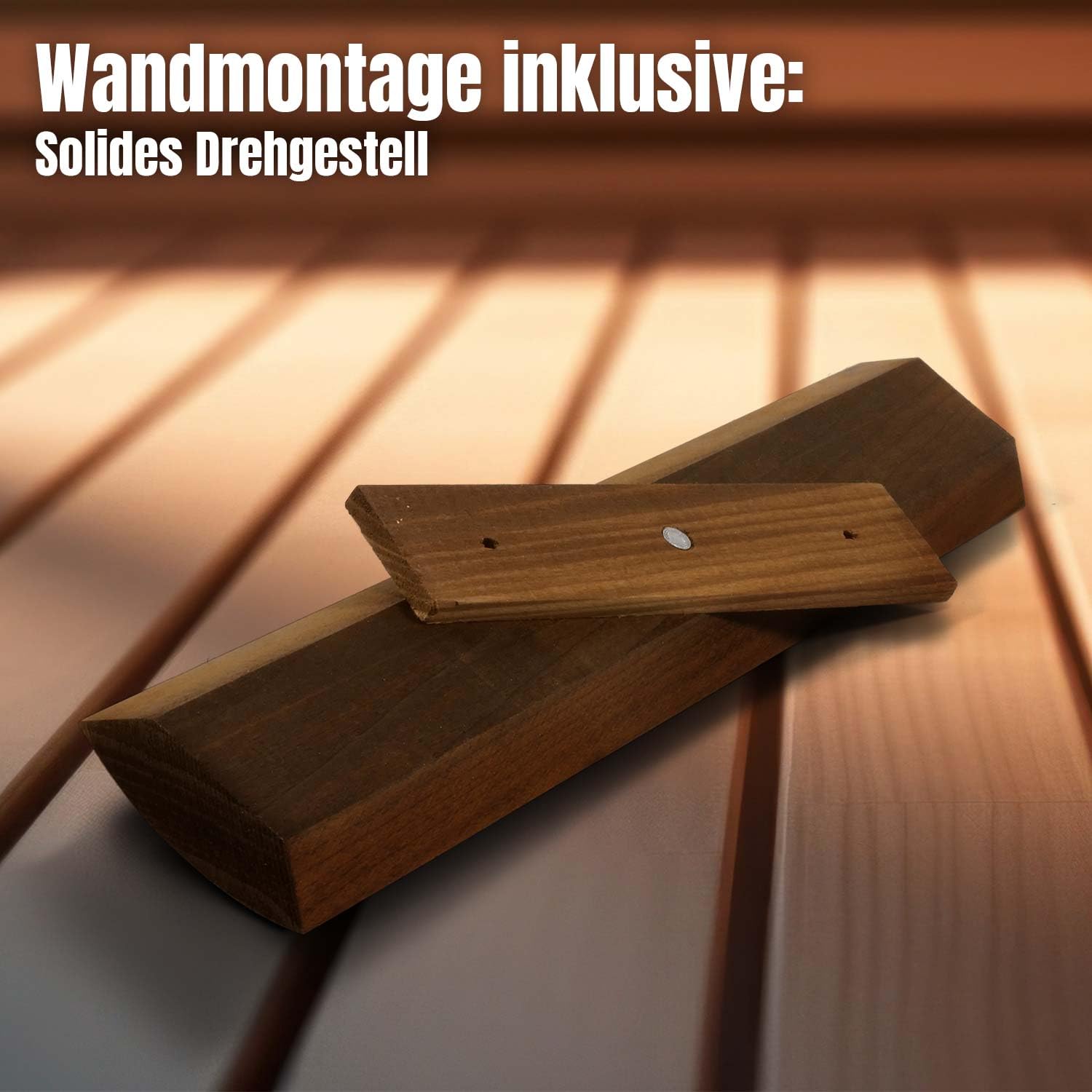 LaJa26 Sauna Sanduhr "Konkav" weißer Sand - FSC Espenholz - Drehgestell aus Holz zur Montage an der Wand - Beständig gegen Wärme und Luftfeuchtigkeit - Fertig montiert - Handarbeit Made in Europe