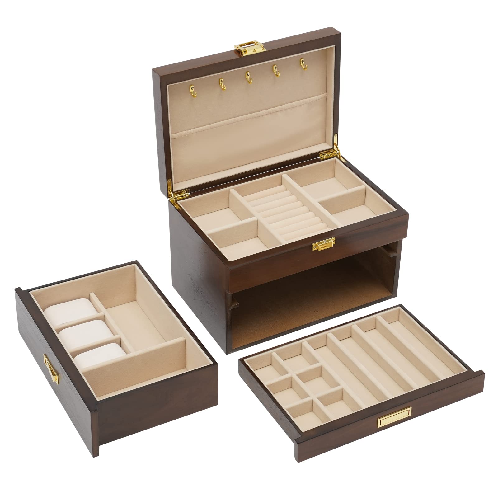 Joyero para relojes, caja de regalo, bandeja para joyas, apilable, caja de joyas, caja de reloj, caja de gafas, caja de madera, caja de joyas, para cajones, idea de regalo
