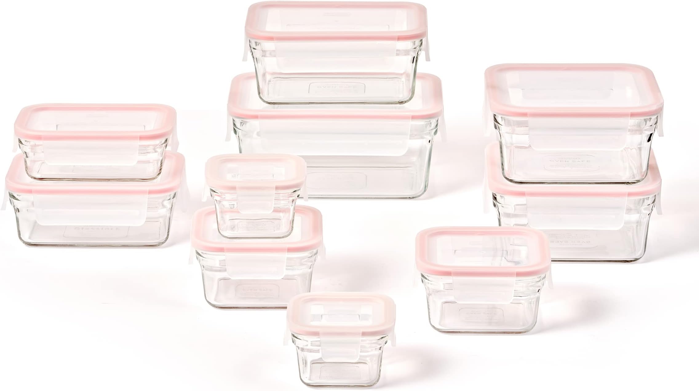 Smart 20-Piece Glass Food Storage Set - 100% Airtight & Leakproof, BPA Free lids, Freezer to Oven Safe, Meal Prep