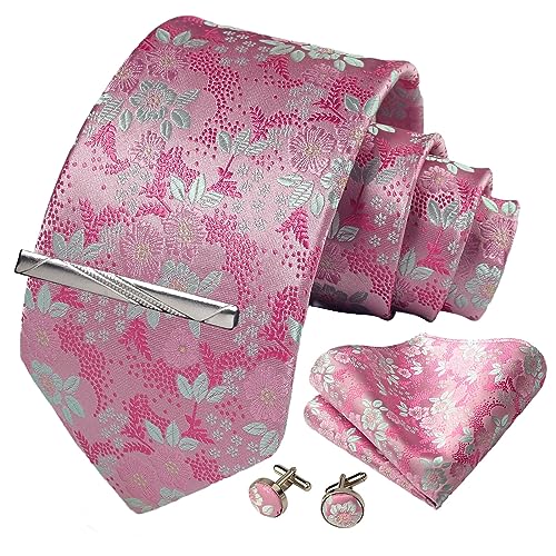 Image of Paisley Floral Mens Tie Formal Necktie Pocket Squares Ties Clips Cufflinks Classic for Men Set