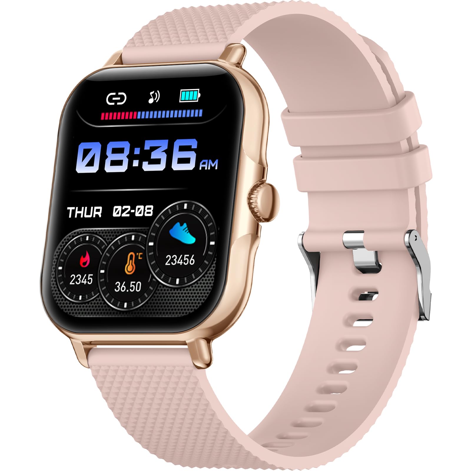 zaisia Smartwatch Uomo Donna, 1,85'' Orologio Fitness con Sonno Cardiofrequenzimetro, Smart Watch con Funzione di Notifica dei Messaggi e Chiamata, IP68 Impermeabile Tracker Fitness per Android iOS