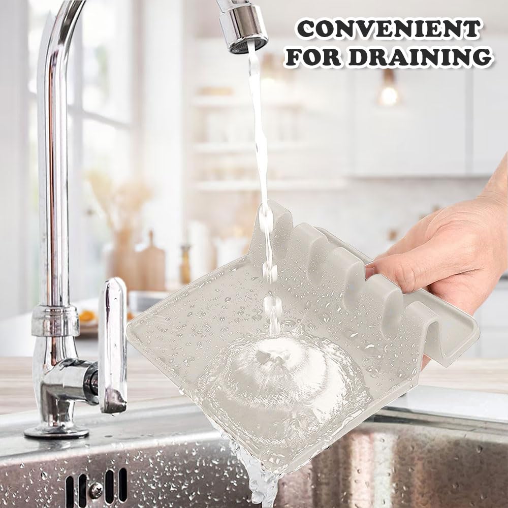 4 pezzi Supporto per Utensili in silicone con Gocciolatoio Porta cucchiaio Poggiamestolo Cucina silicone Supporto per cucchiaios da Cucina Poggia Cucchiaio per Cucchiai e Pale