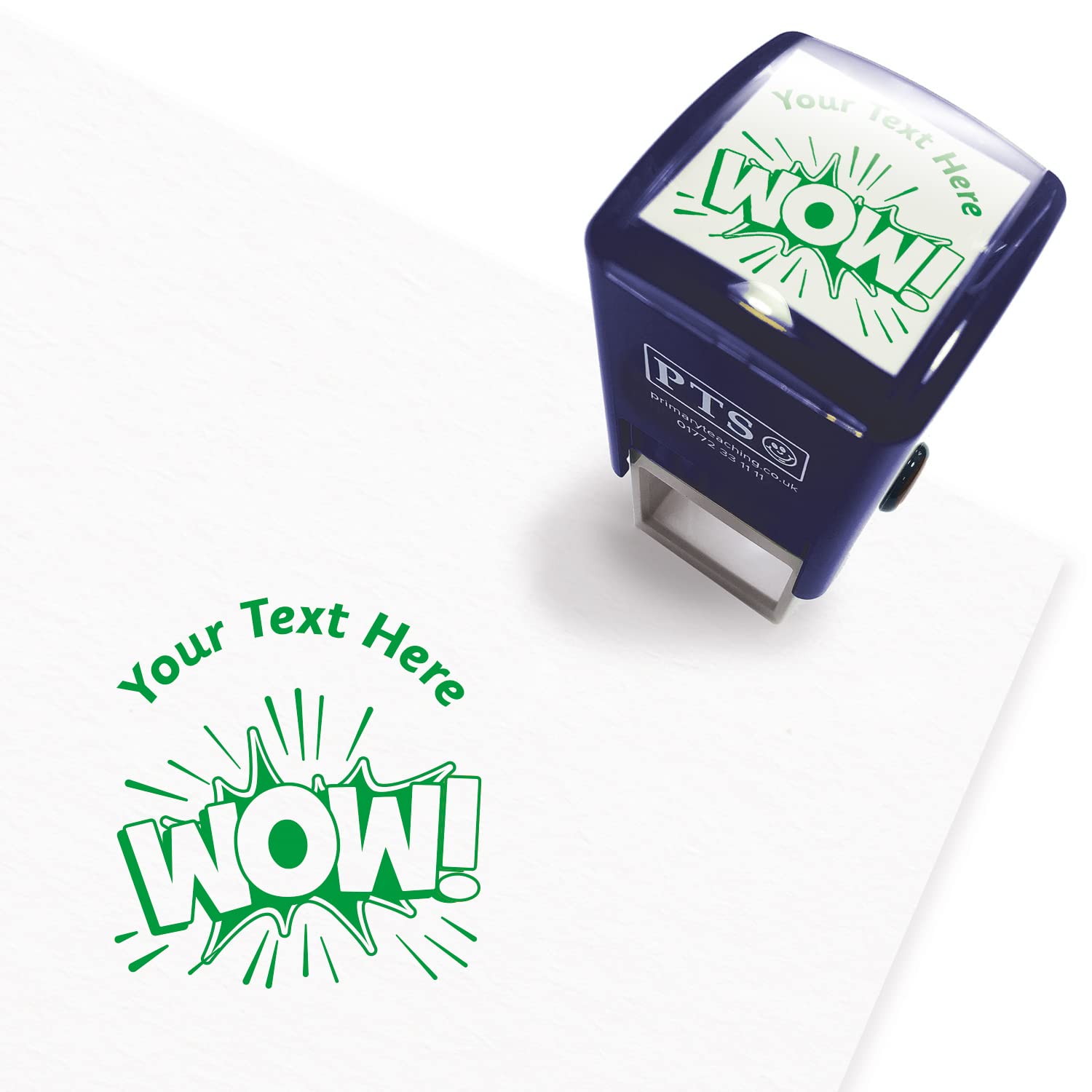 Personalised Wow School Teachers Reward Feedback Marking Stamper Stamp 25mm Primary Teaching Services (Green)