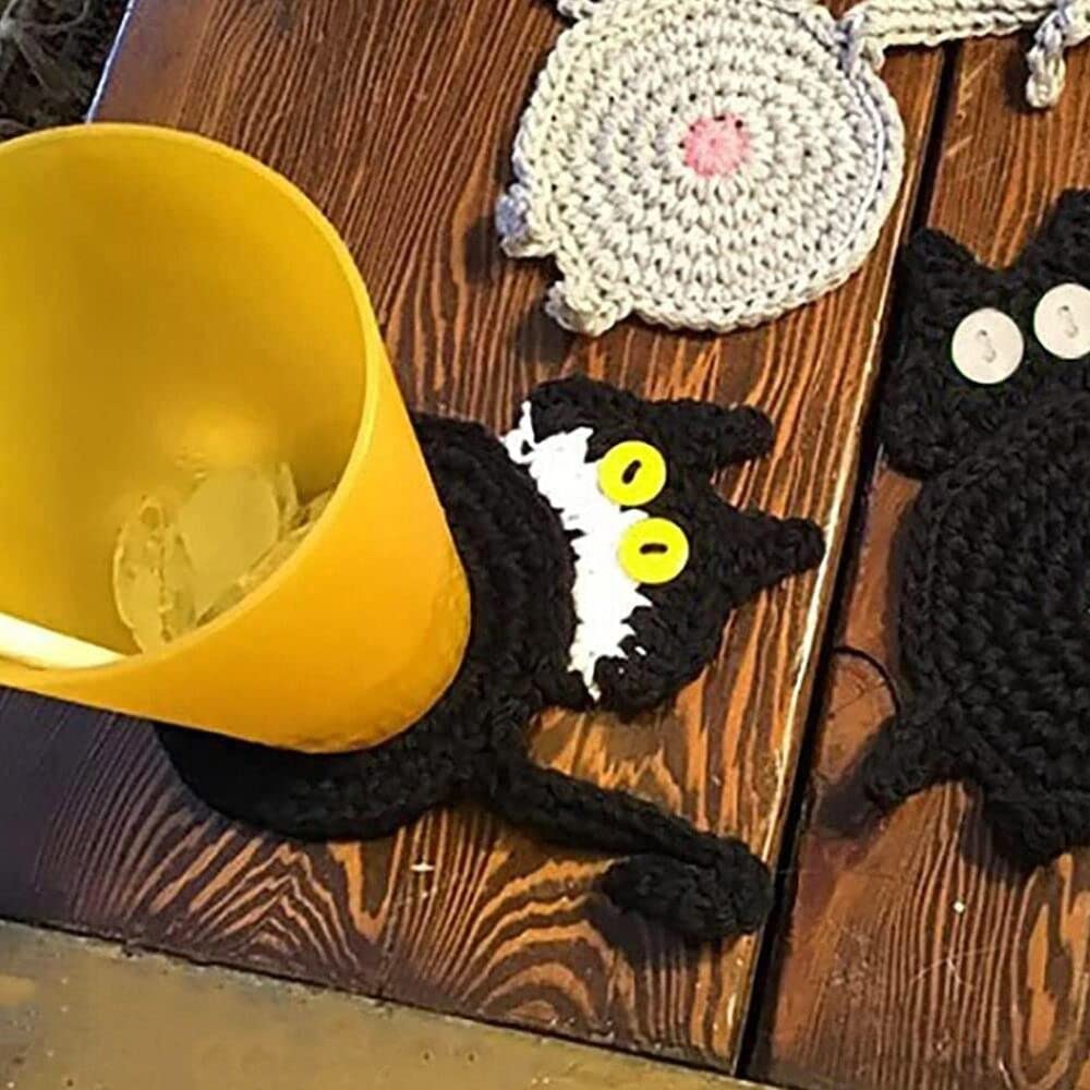 3 Pcs Cat Butt Coasters, Tea Coffee Cup Coaster Placemats Handmade Felt Braided Woven Cup Pads Durable Coasters Bowl Pad Table Mat Home Decoration