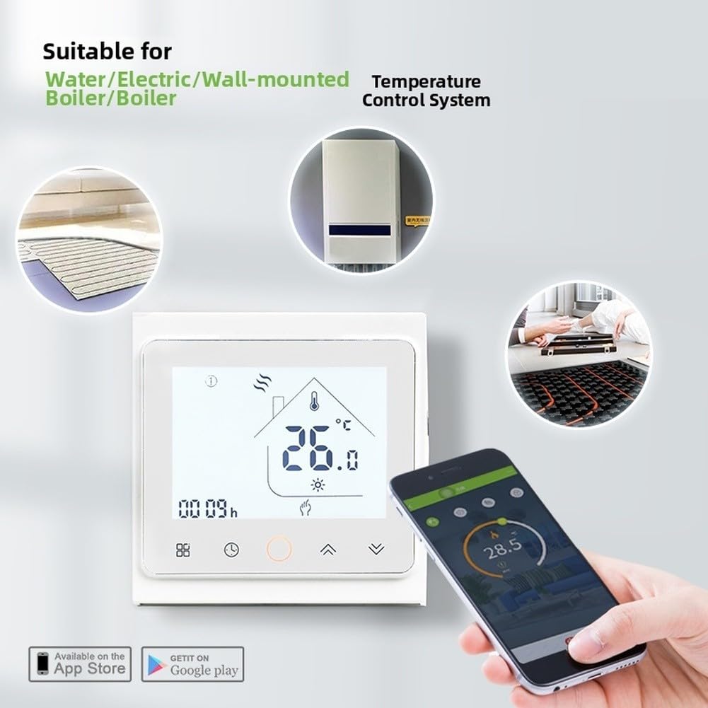 Smart WLAN Thermostat Touchscreen Programmierbar(GBLW，Black/White)