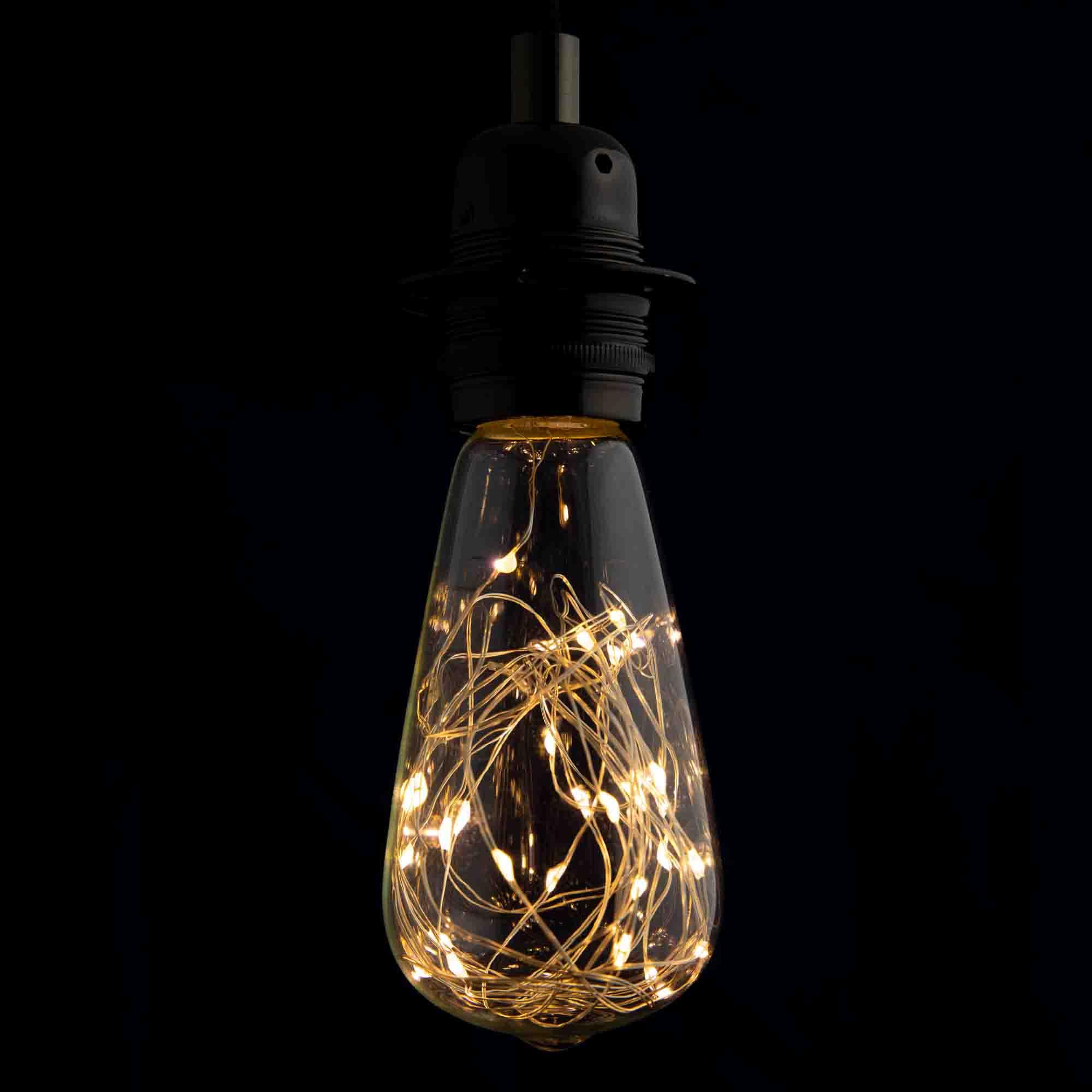 Teardrop Fairy Light Decorative LED Light Bulb E27 Edison Screw. ST64 Clear Glass, 1.8W (Equivalent to 20W)