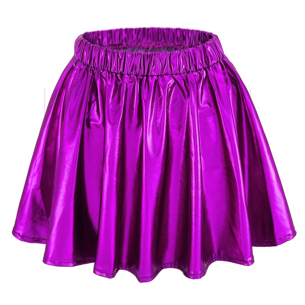 Ushinymini Skirt Rave Outfit Metallic Skirts Skater Skirt Festival