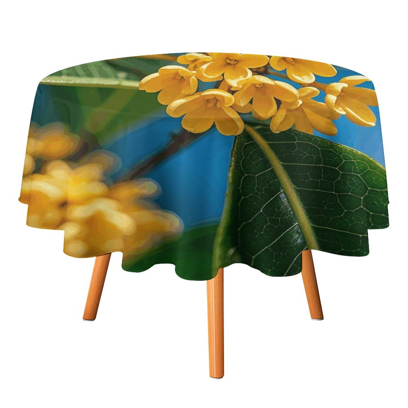 Nappe ronde osmanthus jaune 177cm : fini les taches de dîner