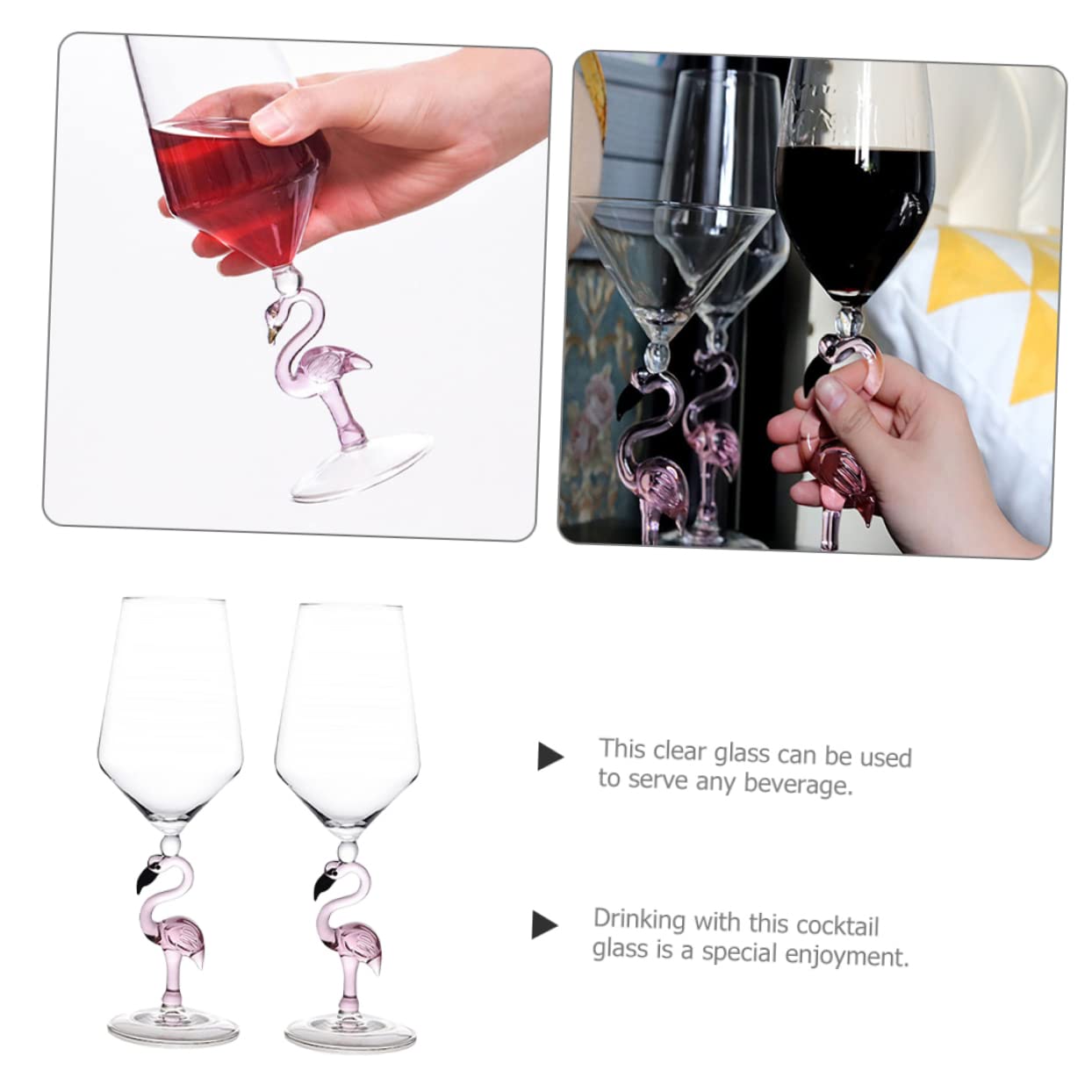 PRETYZOOM 2piezas Copas De Vino Resistentes Al Desgaste Diseño Flamenco Para Fiestas y Hogar
