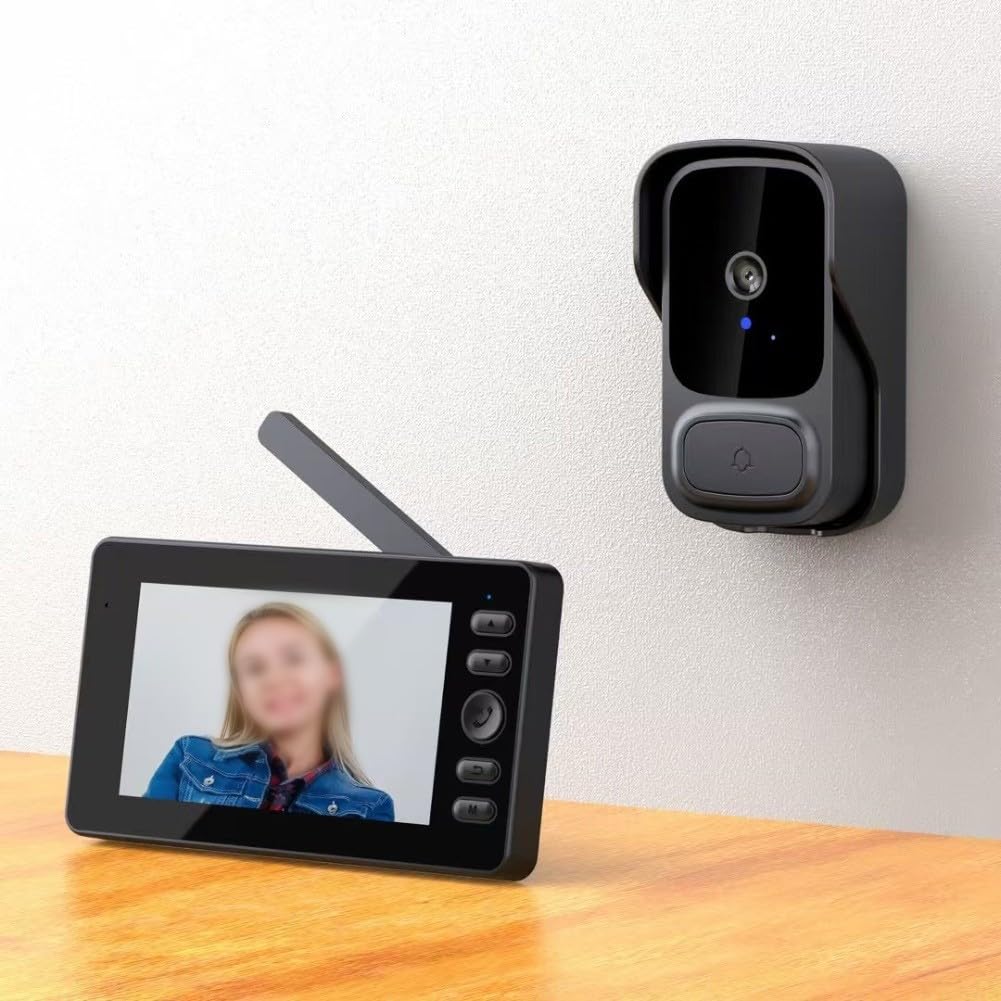 Videocitofono wireless intelligente con ampio display da 4,3 pollici, visione grandangolare a 170 gradi, visione a infrarossi e acquisizione automatica di immagini e video a due vie