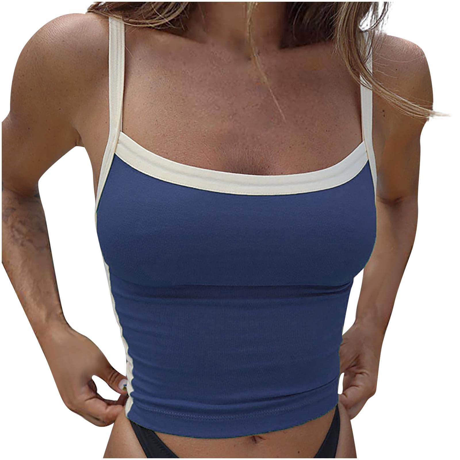 Summer Tank Tops for Women Sexy Cami Casual Sleeveless Shirts Camisole Scoop Neck Color Tees Cute Loose Comfy