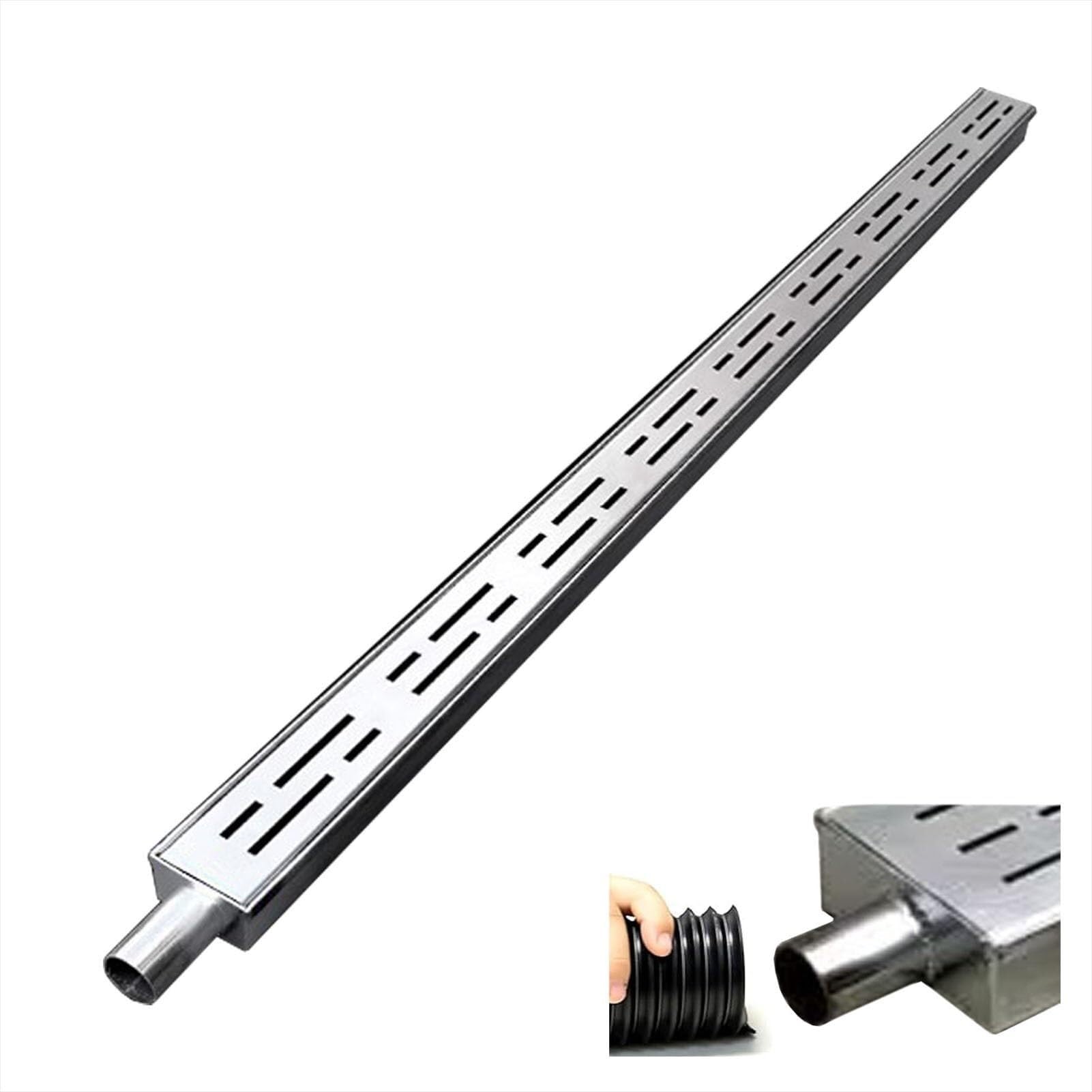 GHFXSCV Exterior Gutter Drainage Trench with Grate, Narrow Channel Kit for Concrete Driveway, Efficient Water Runoff Solution