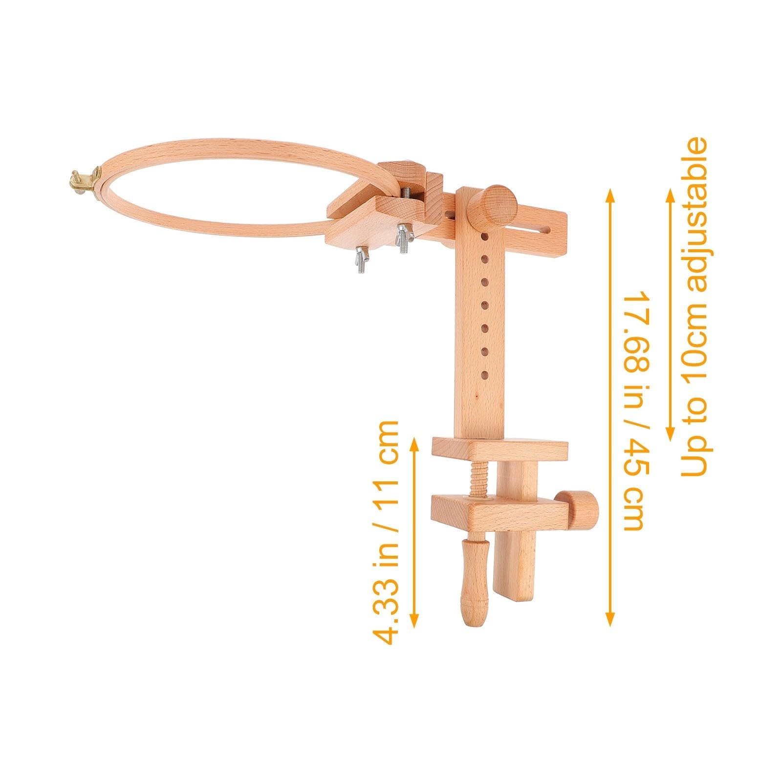 BATHVEVE 360grado Grados Giratorio Soporte de Madera para Punto Cruz Ajustable con Ganchos para Bordado DIY para Estudio y Hogar