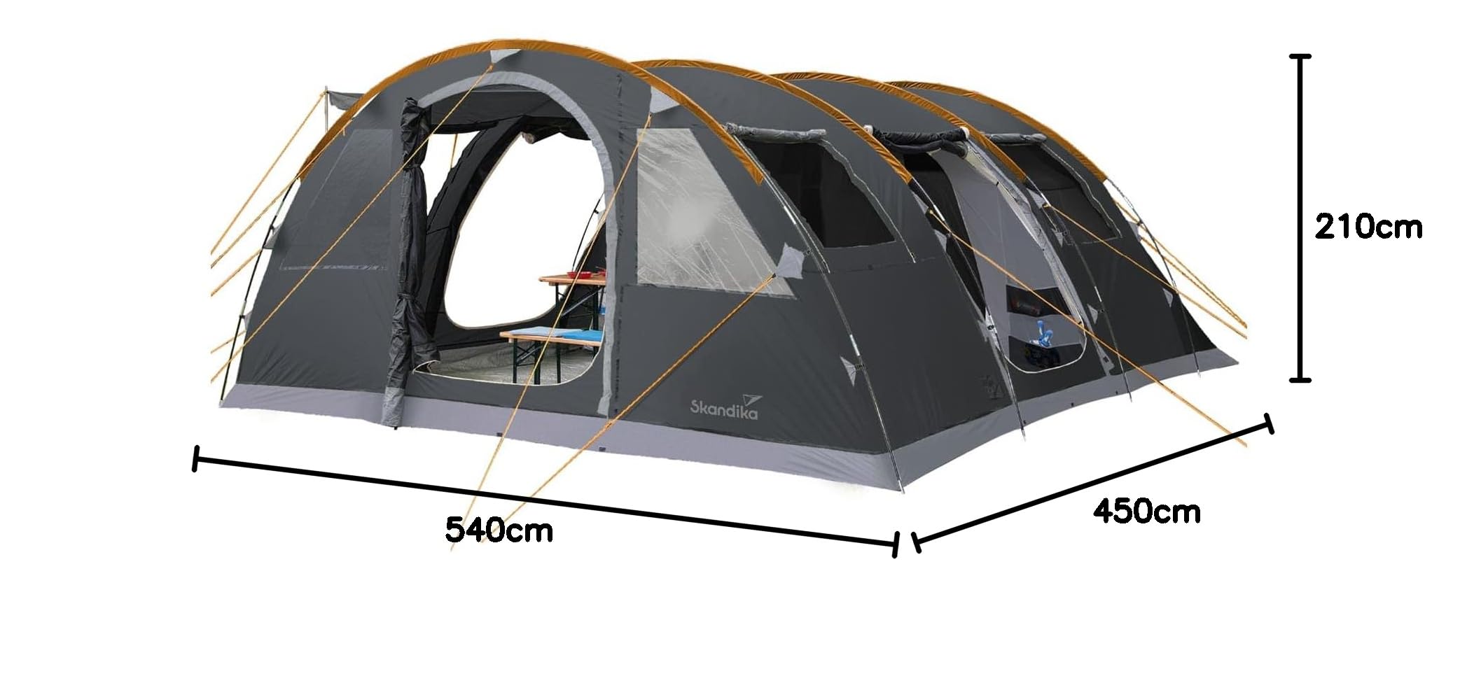Skandika Gotland 6 Protect - tende da campeggio familiare - zanzariera - 540 x 450 cm - Pavimento cucito - Colonna d`acqua 5000mm
