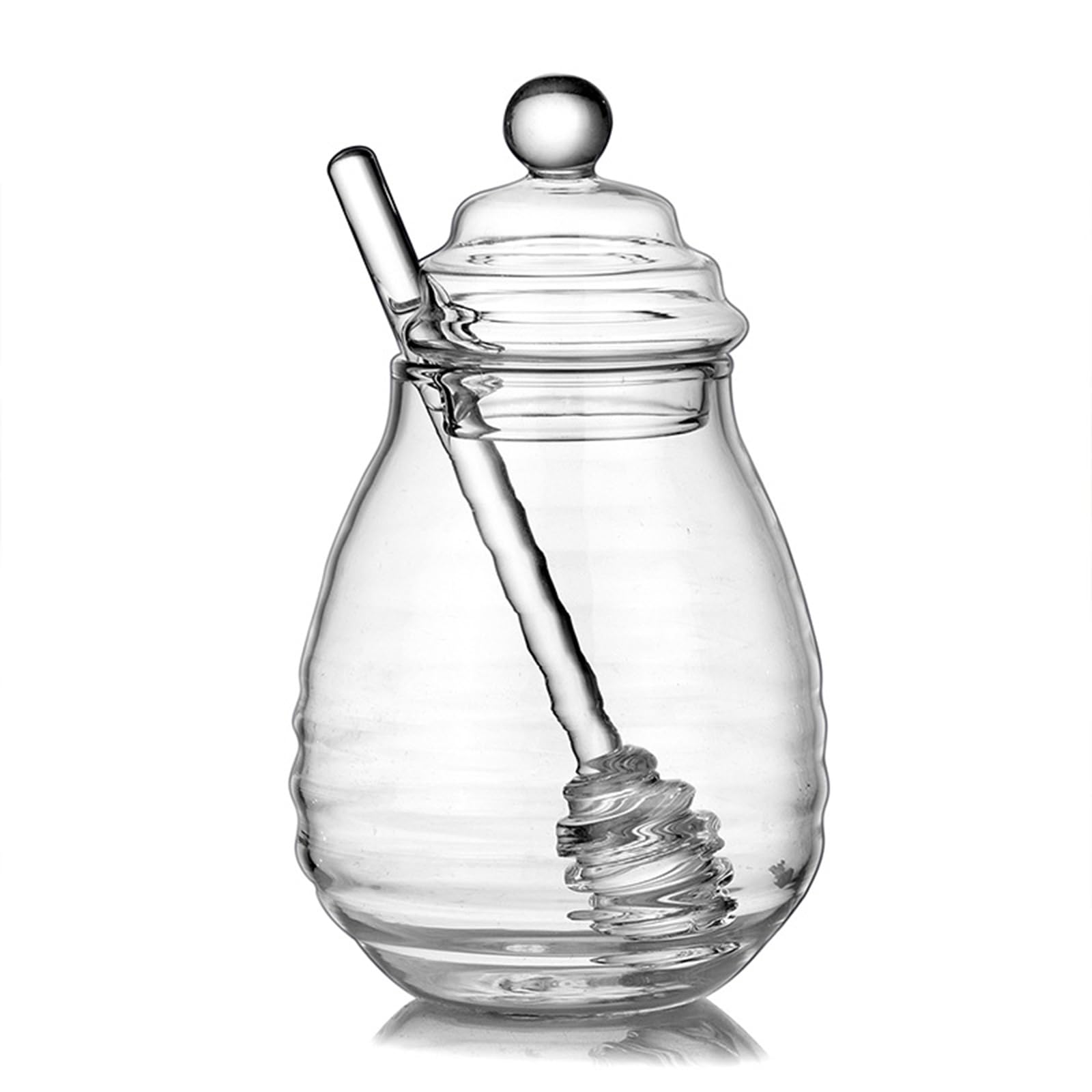 Lerpwige High Borosilicate Glass Honeys Dispenser for Easy Open Serving on Breakfast Beverages and Toasts Glass Honeys Dispenser